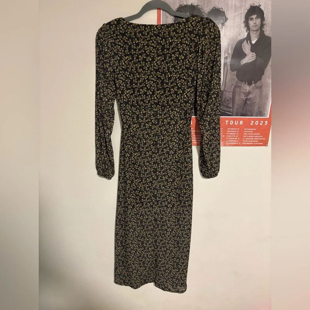 Topshop Black and Green Floral Long Sleeve Dress size 2 - Picture 6 of 8